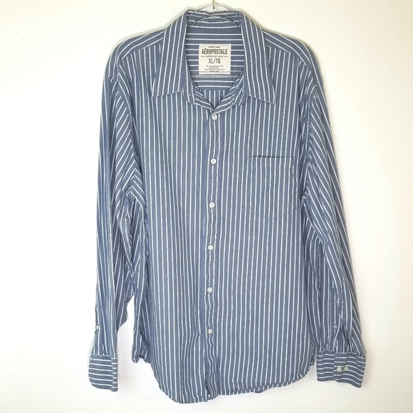 AEROPOSTALE Blue & White Striped Shirt, size XL - Picture 1 of 4